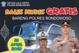 Kerja sama Polres dan Dishub Bondowoso menyediakan armada bus balik mudik gratis