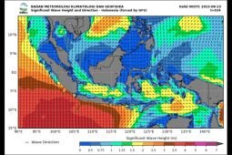 Waspada gelombang tinggi empat meter di perairan selatan Jawa Timur