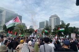 Personel gabungan kawal aksi damai Bela Palestina depan Kedubes AS