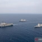 Indonesia’s aircraft carrier Giuseppe Gribaldi docks at Jakarta port